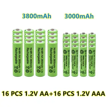Naujas 1.2 V AA 3800mAh NI-MH Baterijas+1.2 V AAA 3000 mAh Rechageable baterijos NI-MH baterija
