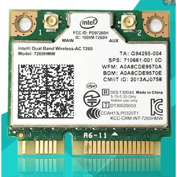 NAUJI Intel Dual Band Wireless-AC 7260 7260HMW 7260AC Pusę MINI PCI-E 867M 802.11 ac 2.4 G/5G Wifi Bluetooth4.0 Belaidžio Ryšio Kortelė