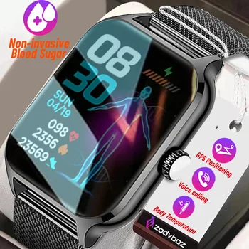Neinvazinis Kraujo Cukraus Smart Watch Vyrų Užsakymą Dial HD Balso Sporto Laikrodžiai Glucometer Moterų Smartwatch 
