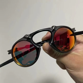 OO6030 Keistą šviesą paprastas metalo akiniai nuo saulės įgaubtas forma gatvės fotografiją akiniai nuo saulės vyrų ir moterų UV400 dviračių akiniai