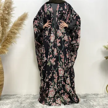 Ramadanas Marokas Suknelė Musulmonų Moterys Eid Abaja Šifono Gėlių Abayas Dubajus Turkija Šalis Suknelės Kaftan Skraiste Longue Vestidos Largos