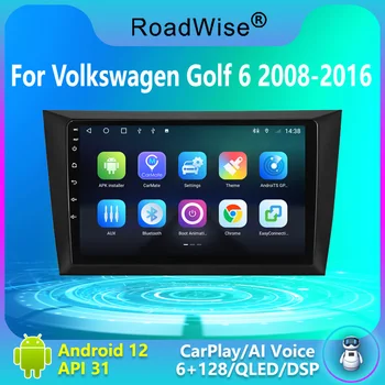 Roadwise 8+256 Android 12 Automobilio Radijo Volkswagen VW Golf 6 2008 - 2016 Carplay Multimedijos 4G Wifi DSP GPS DVD 2-DIN Autoradio