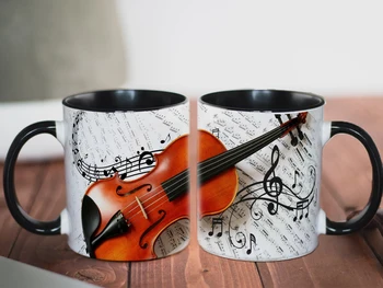 Smuikas Kavos Puodelis 11oz Kūrybinės Keramikos Pieno Taurės Muzikos mėgėjams, Vaikams Gimtadienio Dovana Puodelis