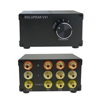 SOLUPEAK V31 RCA Vaizdo Garso Jungiklis 3-Way AV Switcher Selektorių Splitter Composite Lauke Pasyvus
