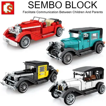 Su originalios pakuotės, dėžutės Klasikinių Automobilių Greitis Čempionų modelių Kūrimo Derliaus Senų Transporto priemonių Miestas Super Lenktynes Sembo Blokai technika