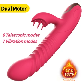 SWT Klitorio Vibratoriai Vaginos Galingas Teleskopinis Sūpynės Silikagelio Moterų Intymios Prekes, Seksualus Sekso Žaislas Dual Variklio Vibracija