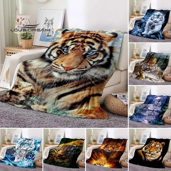 Tigras Antklodė 3D spausdinimo Flanelė Vaikams ir suaugusiems Mesti antklodę Žvėris Purus antklodės lovos, Sofa-lova, Oro Kondicionierius Lapas