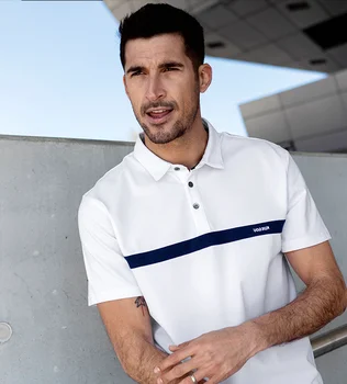 V8394 - vasaros nauji vyriški Polo Marškinėliai vyriški trumpi rankovėmis Puošnios baltos medvilnės Atvartas, T-shirt