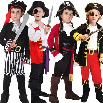 Vaikai Helovinas Dress Piratų Cosplay Kostiumas Vaikams Captain Jack Nustatyti, Kalėdų, Naujųjų Metų Karnavalas Šalies Drabužių