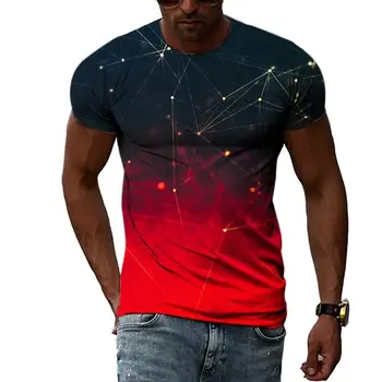 Vasaros Mados Abstrakčiai Daugiamačių Grafinis T Marškinėliai Vyrams Atsitiktinis 3D Spausdinimo Harajuku Asmenybės trumpomis Rankovėmis Apvalios Kaklo