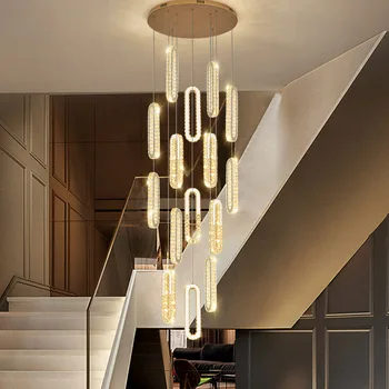 Šviestuvai Modernūs Žiedai Kristalų LED Už Laiptai Kambarį Prabanga Cristal Ilgai Apšvietimo Patalpų viduje Kabo Šviestuvai Sieniniai šviestuvai