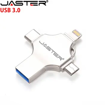 Žaibo 4IN1 USB 3.0 Flash Diskai 256 GB MODELIS-C Pen Diskas 128GB Nemokamai Logotipą Memory Stick 64GB Micro USB 